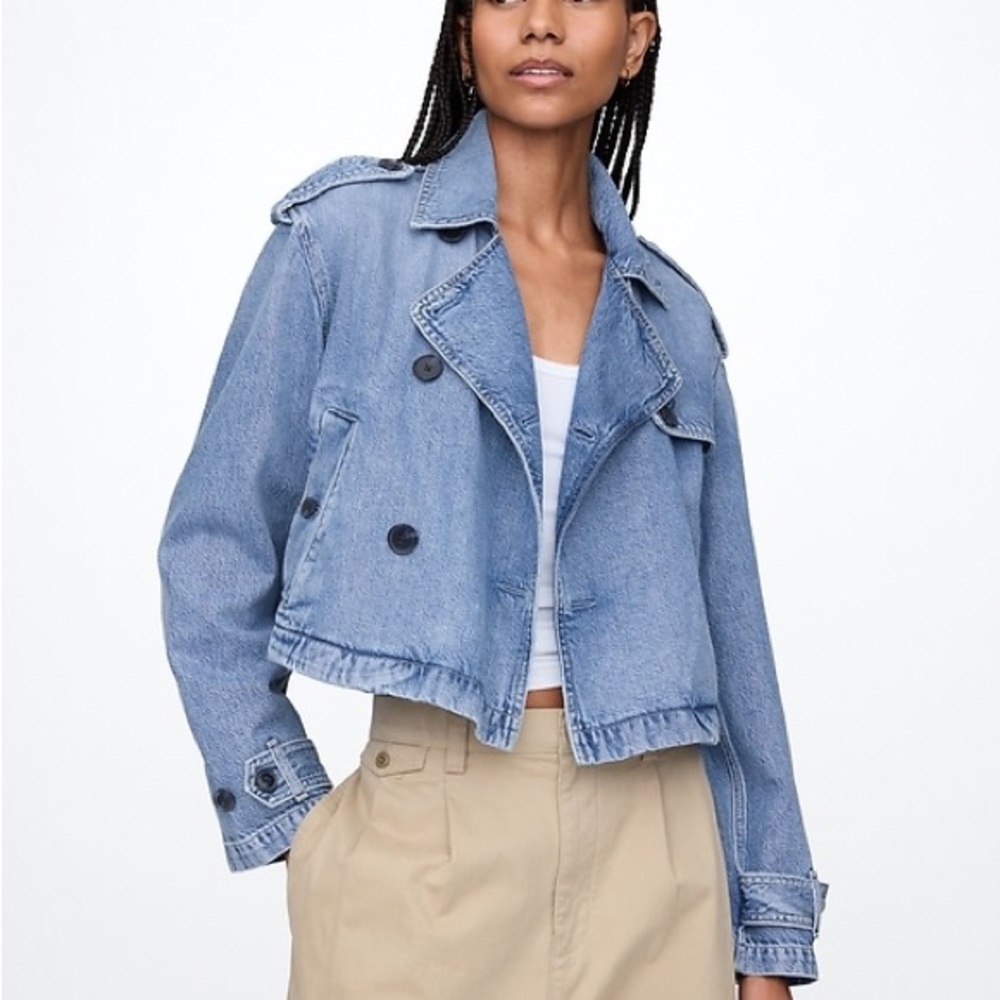 XL Gap UltraSoft Denim Crop Trench Jacket NWT